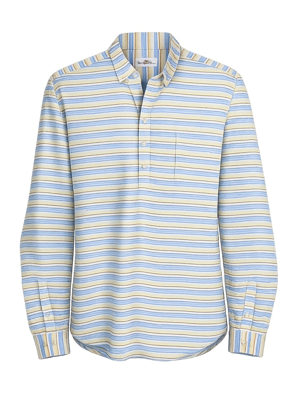 Alan Paine England Mens Linen Shirt Large Rainbow Preppy Coastal Euro Summer